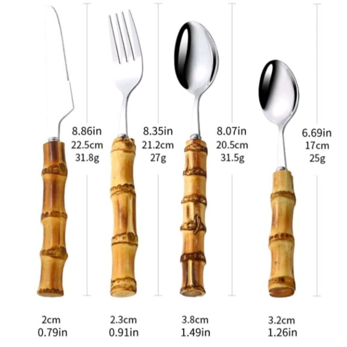 GENERICO - Set de cubiertos de bambú