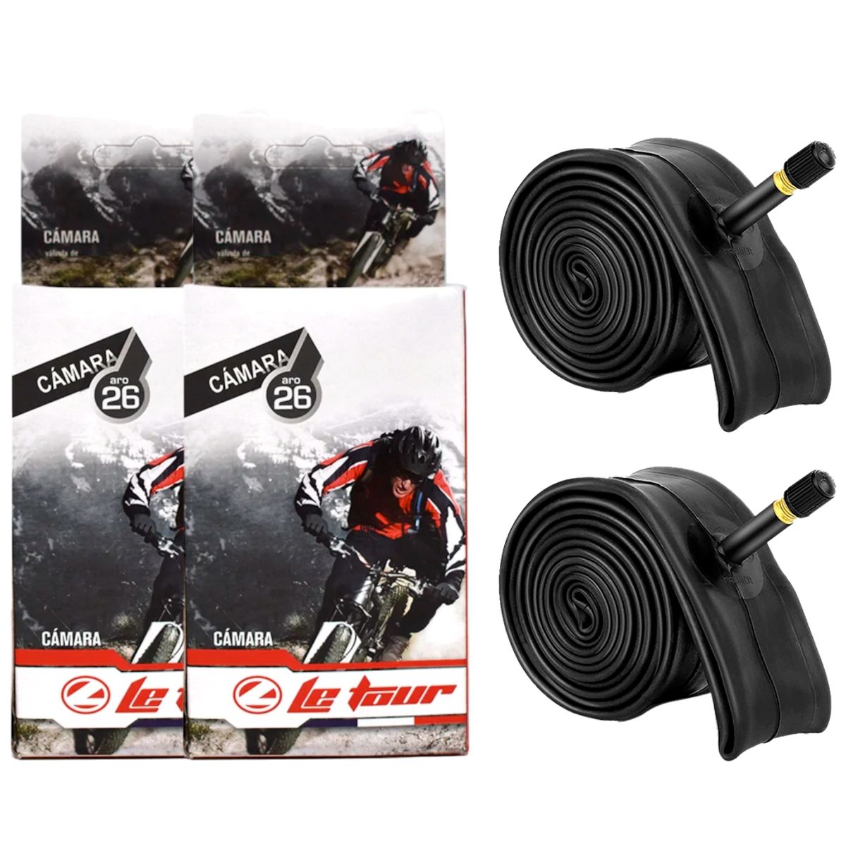 VELOCE - Pack 2 Camaras Aro 26 1.95 x 2.125 Valvula Auto