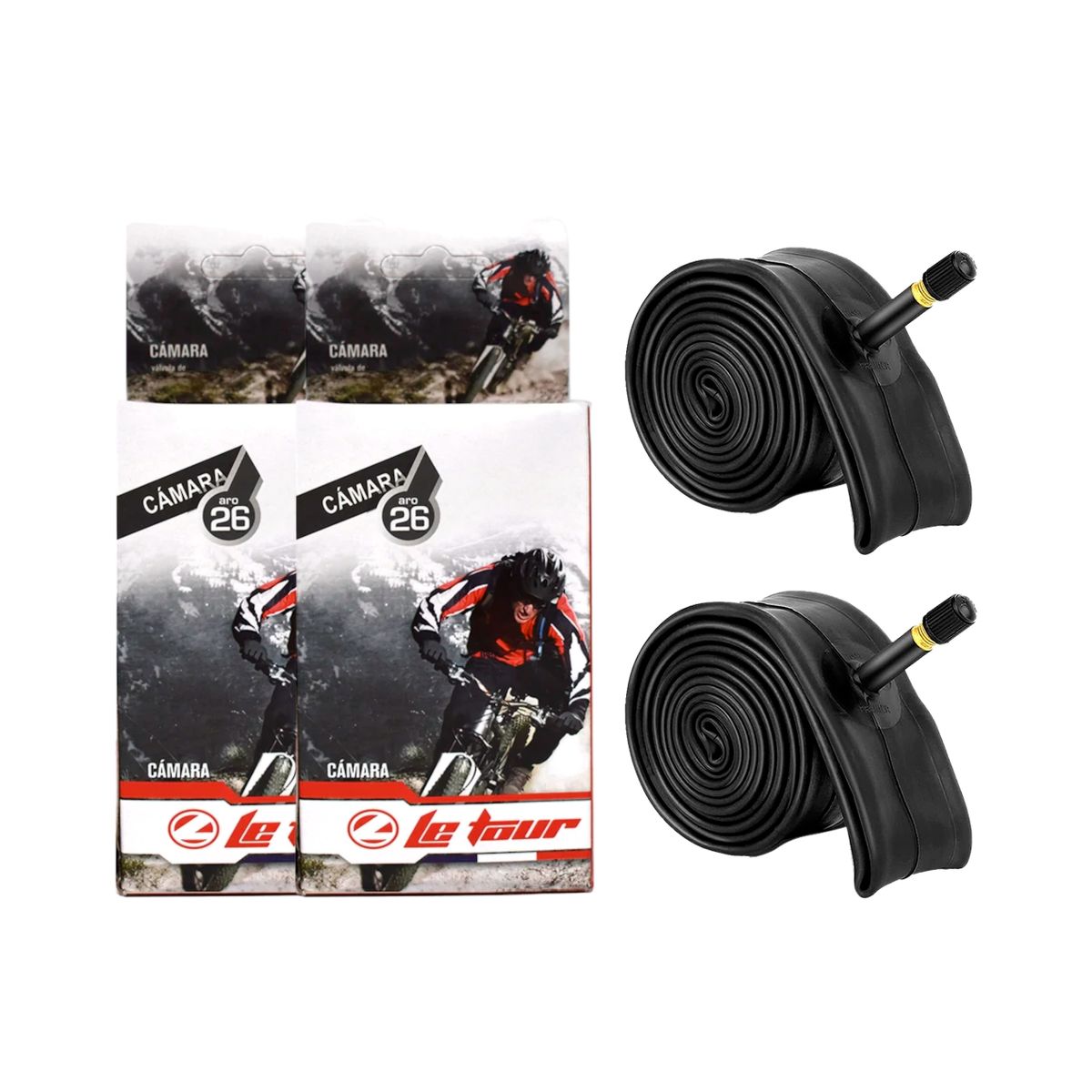 VELOCE - Pack 2 Camaras Aro 26 1.95 x 2.125 Valvula Auto