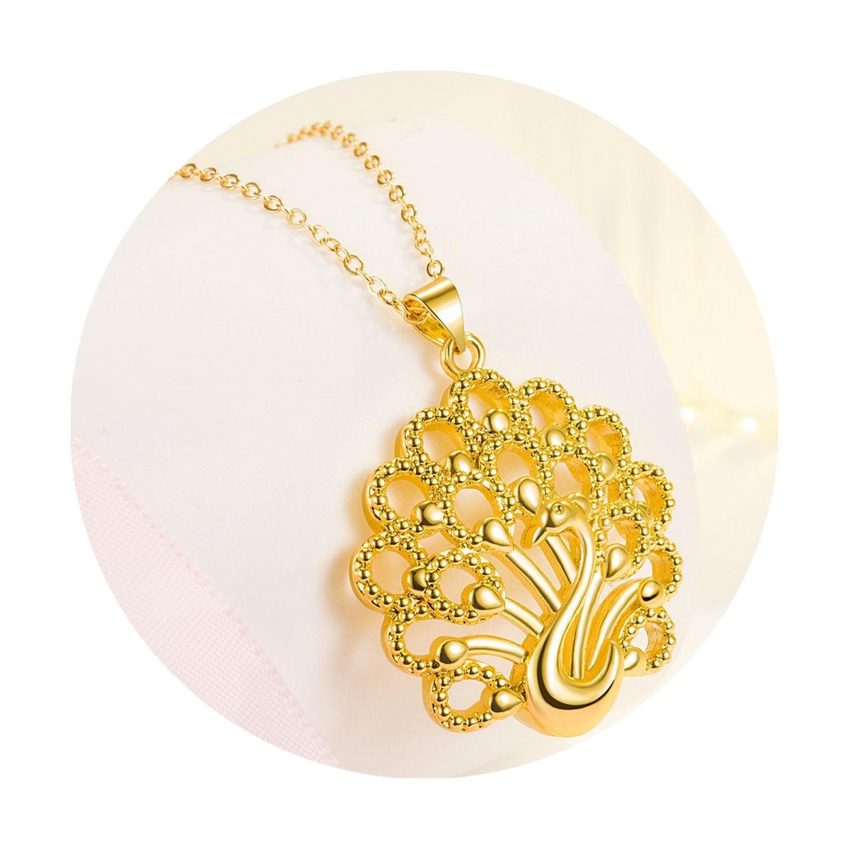 ZG JOYAS - Collar Colgante Mujer Plata S925 Pavo Real En Oro 18k