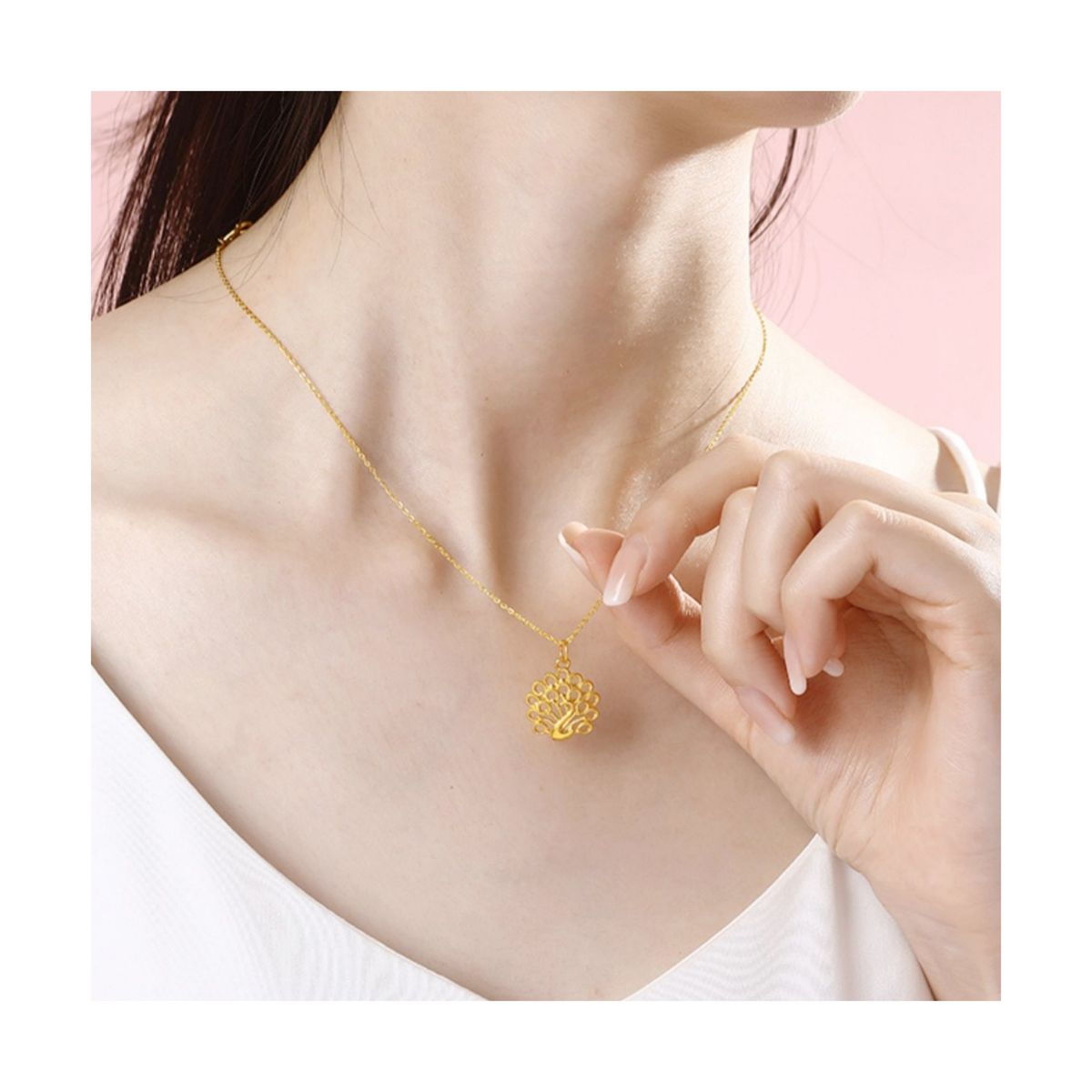 ZG JOYAS - Collar Colgante Mujer Plata S925 Pavo Real En Oro 18k