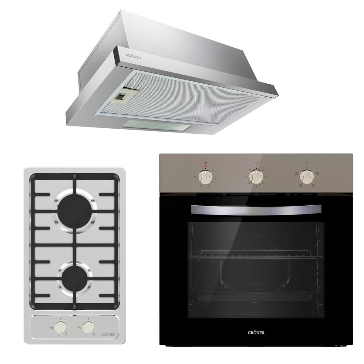 GRONER - Kit Empotrable Inox Gas 2Q Groner