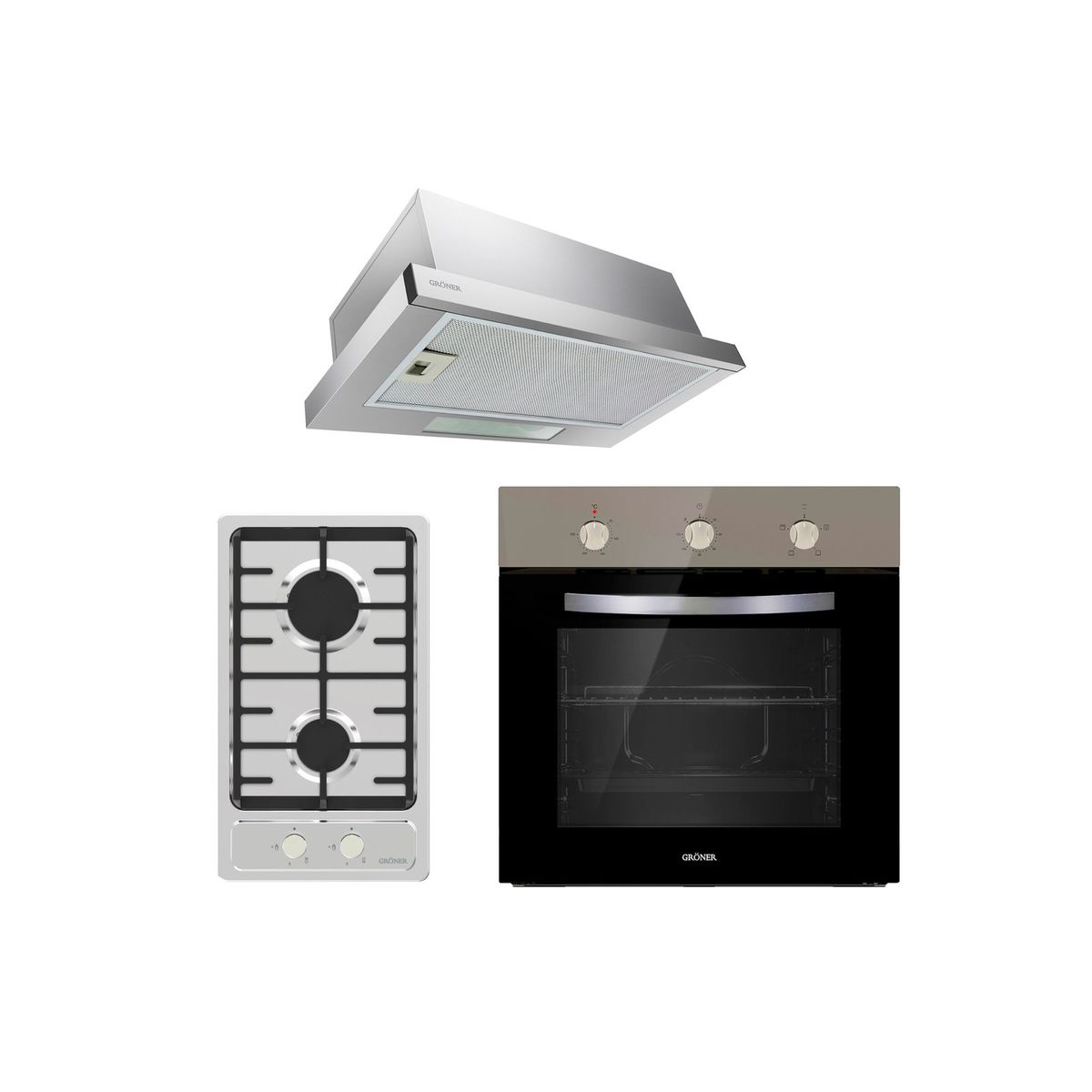 GRONER - Kit Empotrable Inox Gas 2Q Groner