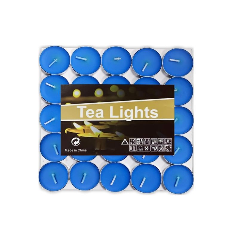 GENERICO - SET DE 50 VELAS TEA LIGHT 0.9 X 3.5 CM AZUL