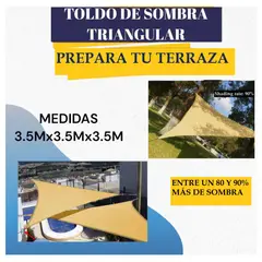 GENERICO - Toldo Vela Malla Sombra Triangular 3,5 X 3,5 X 3,5