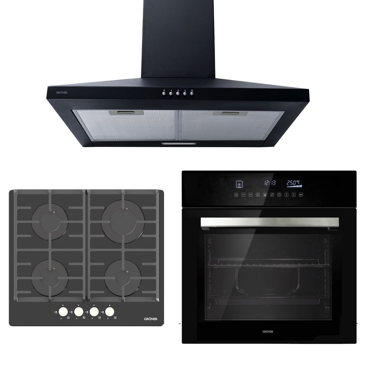 GRONER - Kit Empotrable Black Gas 4Q