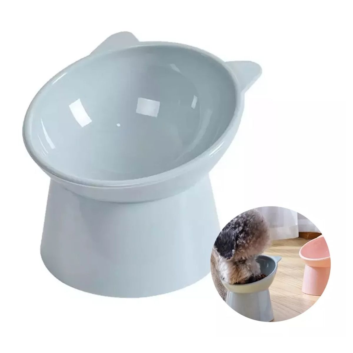 GENERICO - Cuenco Para Mascotas Inclinado Elevado Gatos Perros Azul