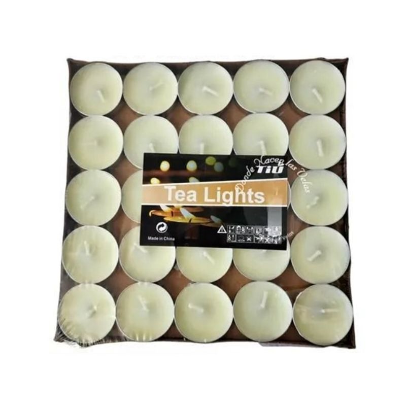 GENERICO - SET DE 50 VELAS TEA LIGHT 0.9 X 3.5 CM BLANCA