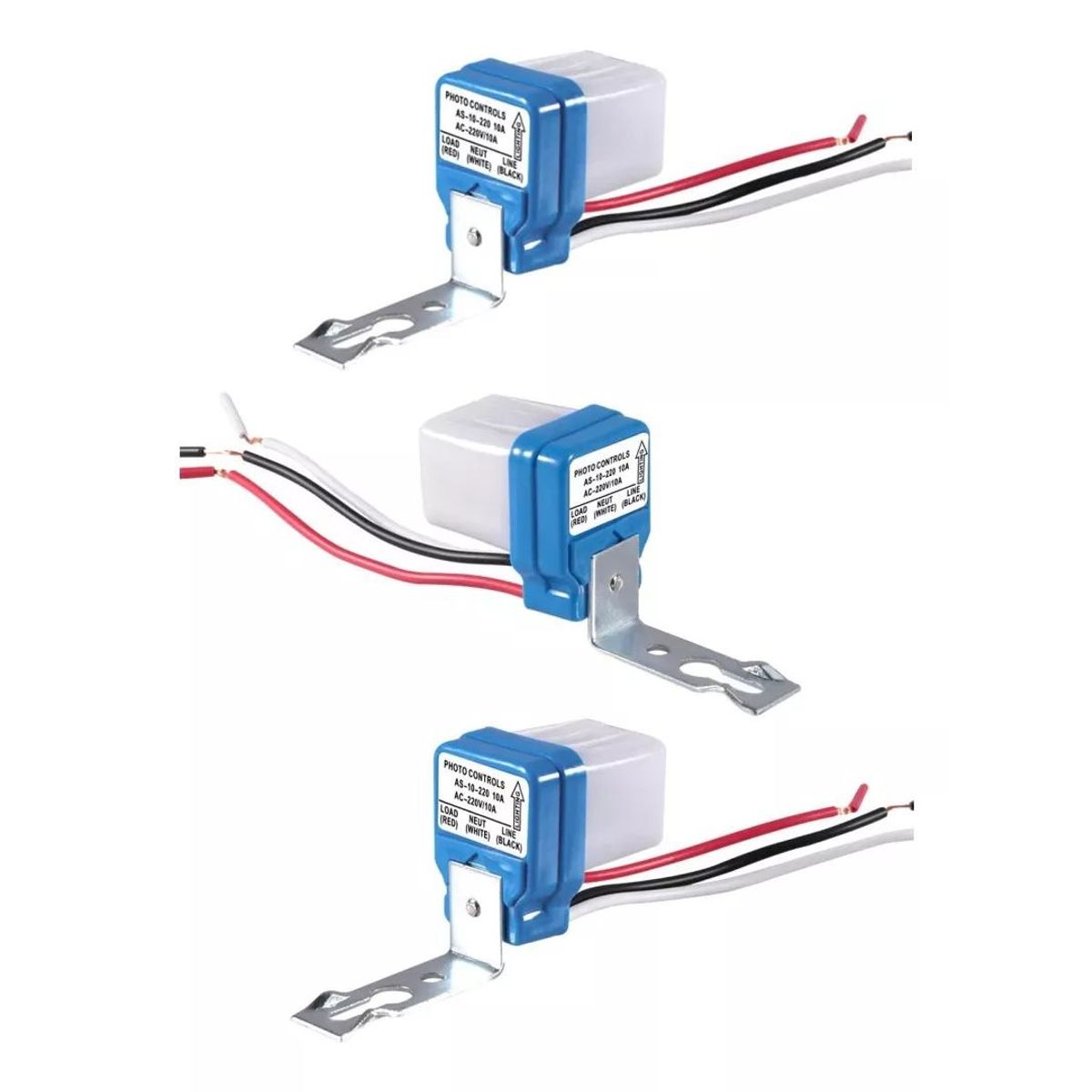 KUANGYE - Pack 3 Fotoceldas Sensor Encendido Luminarias 220vac 6a Max