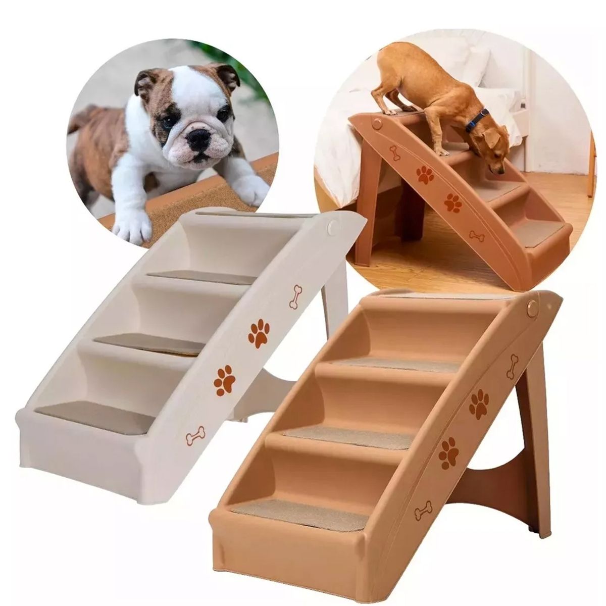 GENERICO - Escalera Plegable 4 Escalones Para Gatos Perros Y Mascotas
