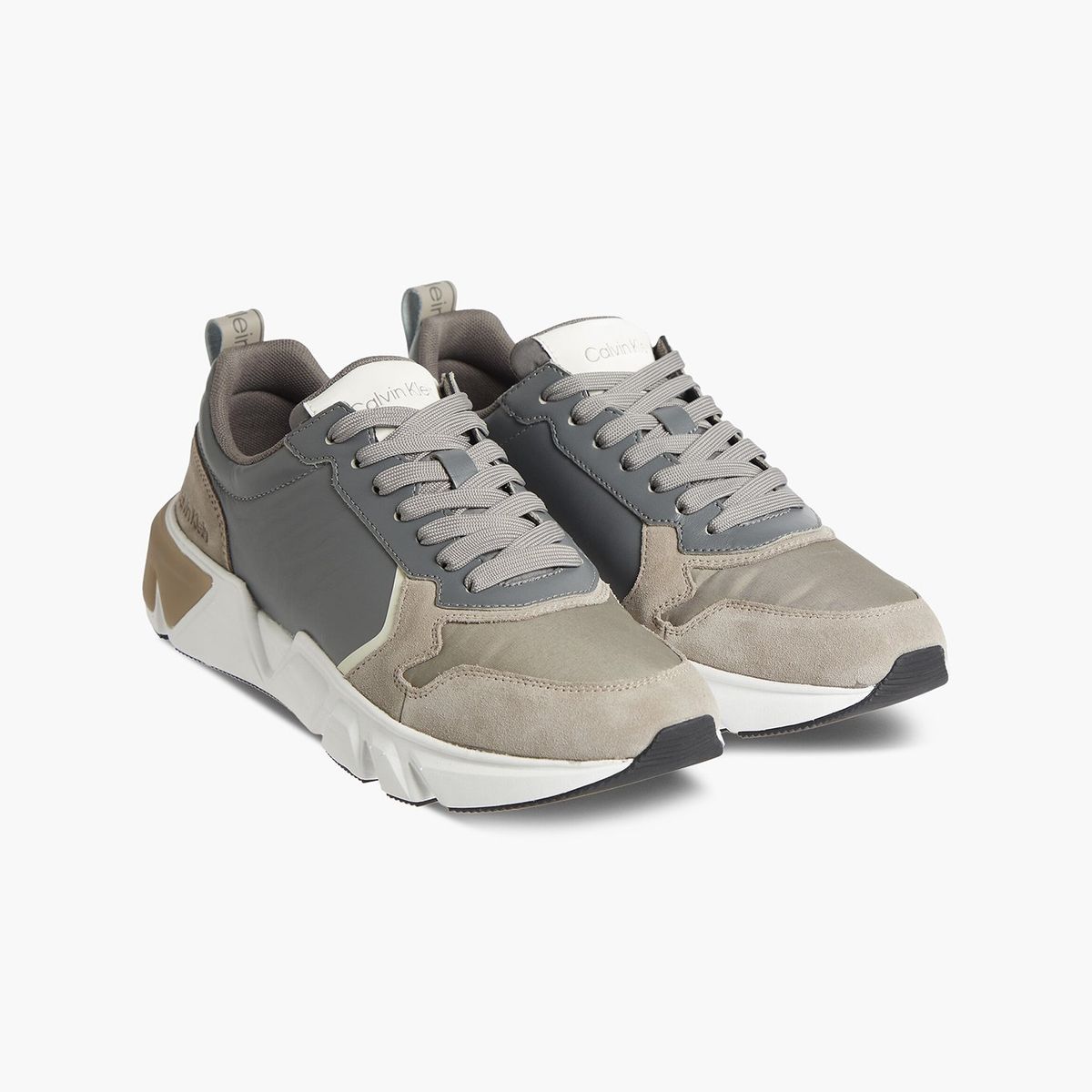 CALVIN KLEIN - Zapatilla de Cuero Low Top Gris Calvin Klein