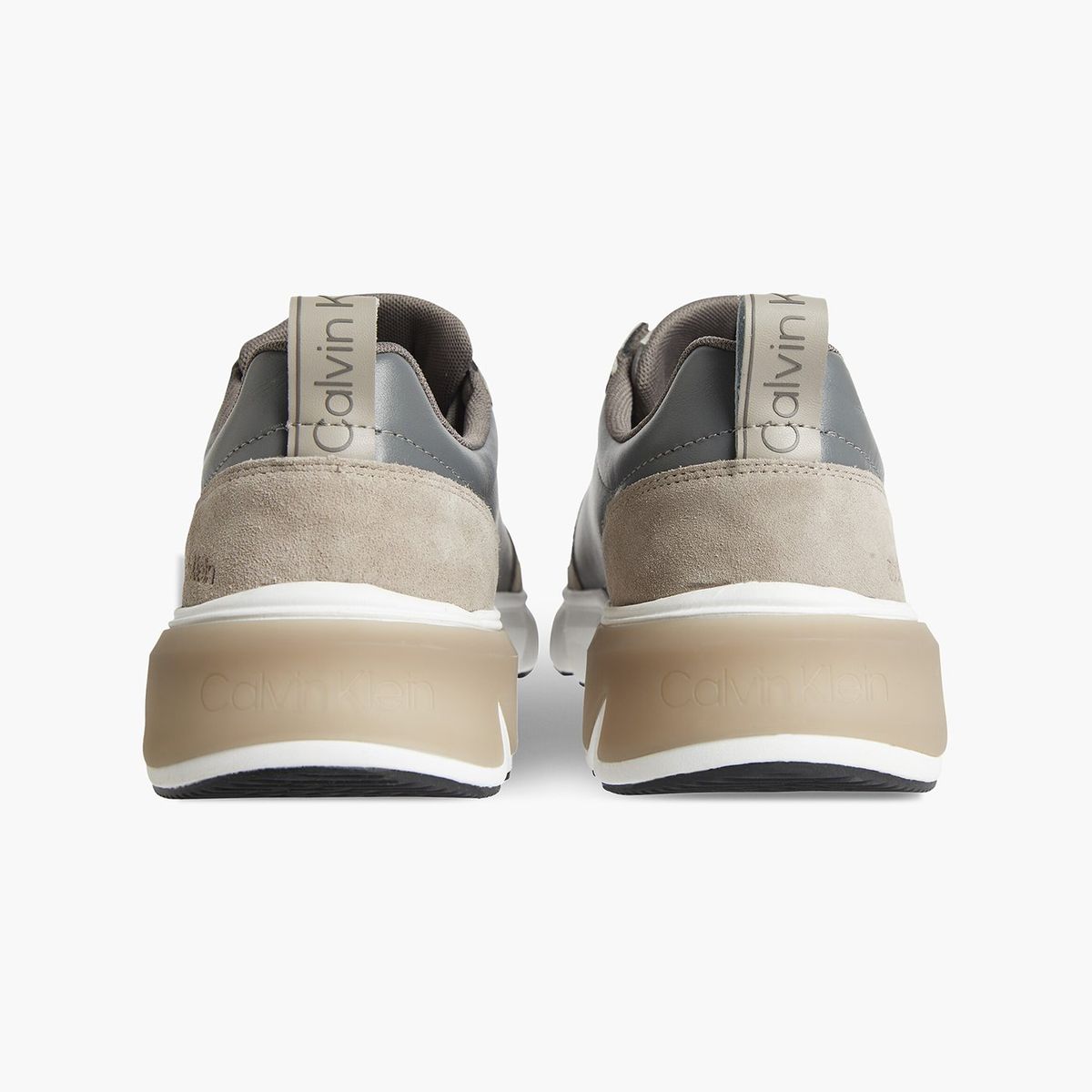 CALVIN KLEIN - Zapatilla de Cuero Low Top Gris Calvin Klein