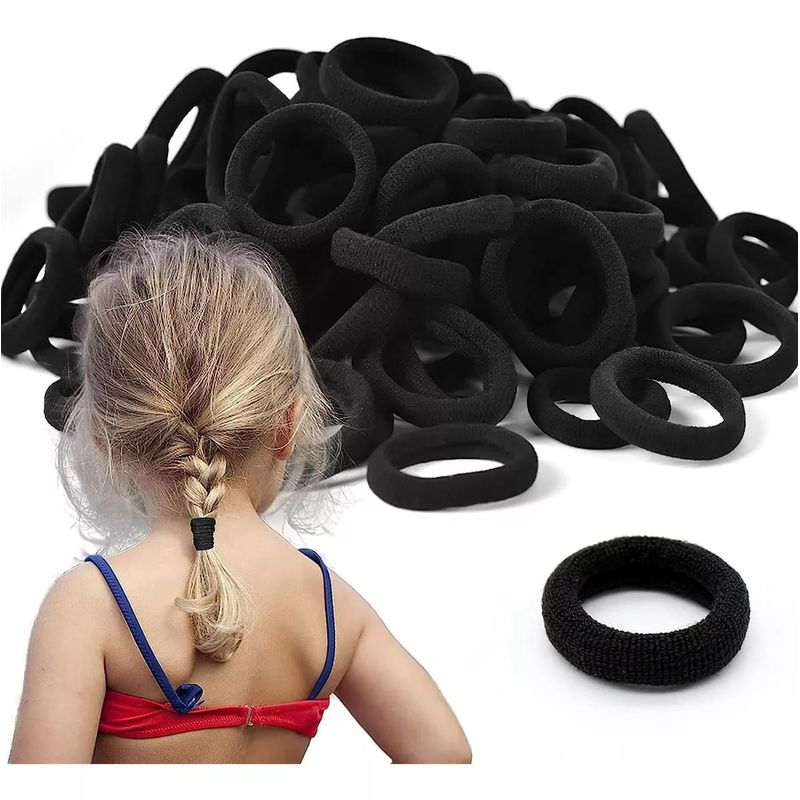 KUANGYE - Set 100 Unidades Colets Negras Gruesas 4cm - Adcesorios.