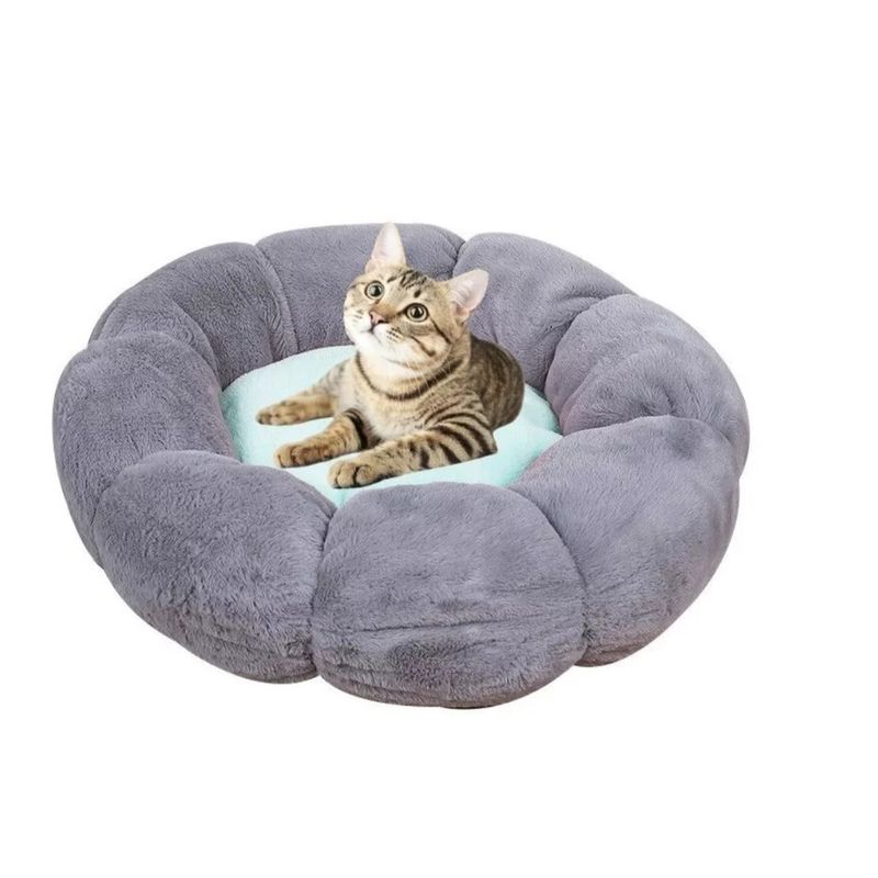 GENERICO - Cama Para Mascota Gatos Y Perros M 55x55cm De Flor Gris ºº