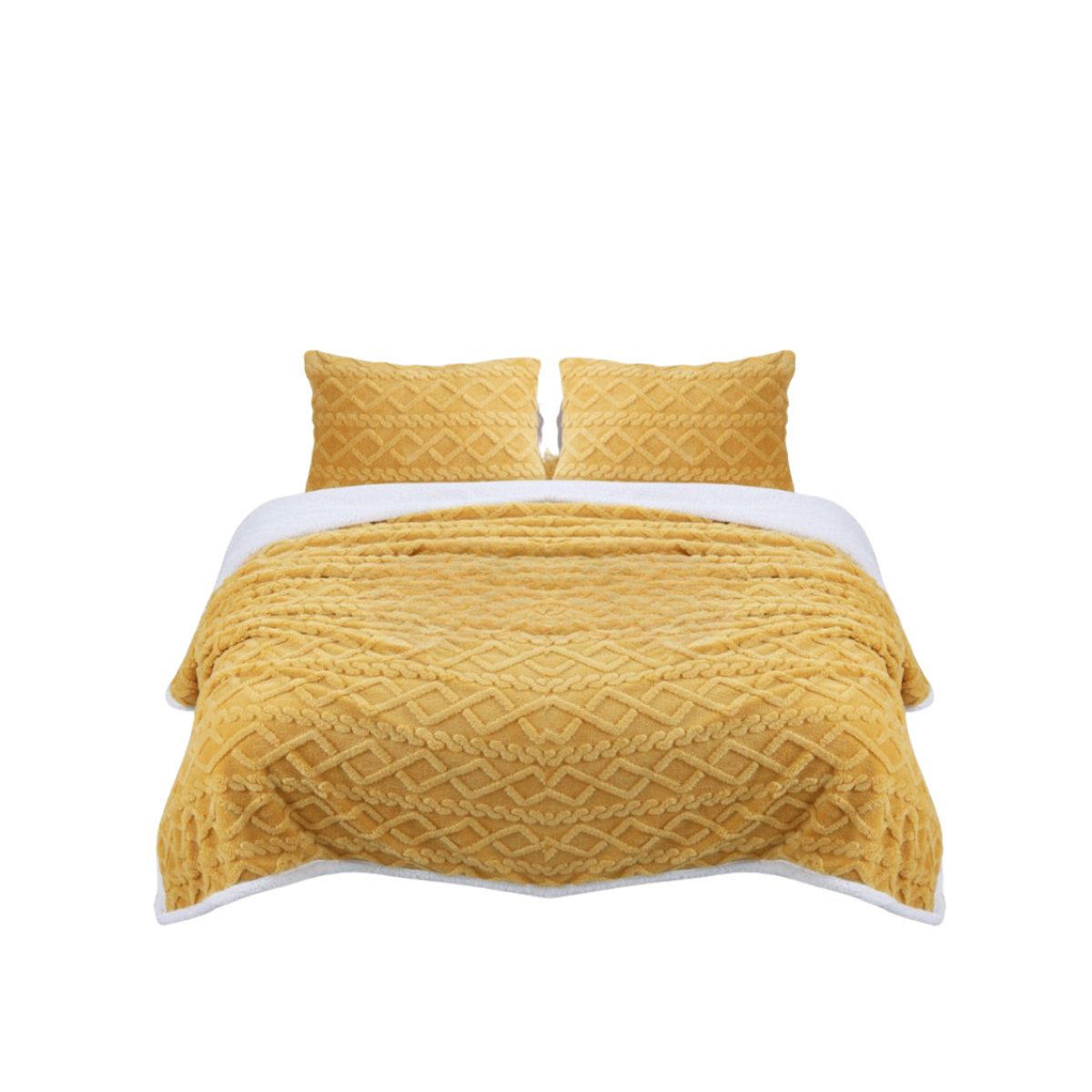 GENERICO - Frazada Manta Polar Sherpa 1.5 Plaza y Media Relieve Trenza 200x150cm