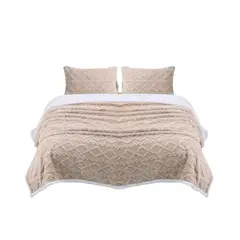 GENERICO - Frazada Manta Polar Sherpa 1.5 Plaza y Media Relieve Trenza 200x150cm