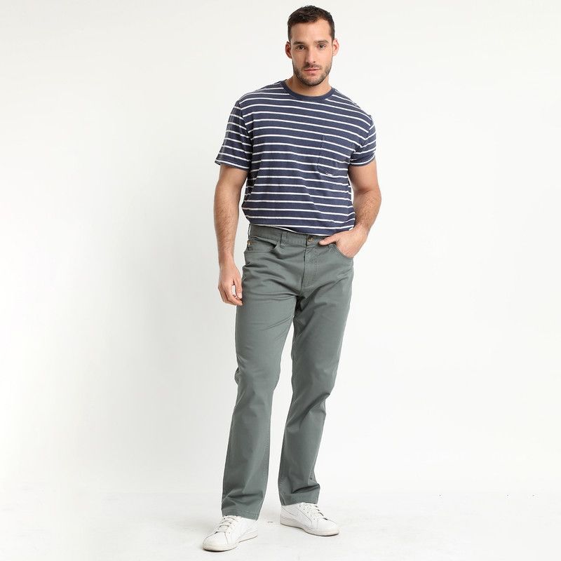 TRUVAL - Pantalón Spandex 5 Bolsillos Regular Fit Verde Petróleo TRUVAL