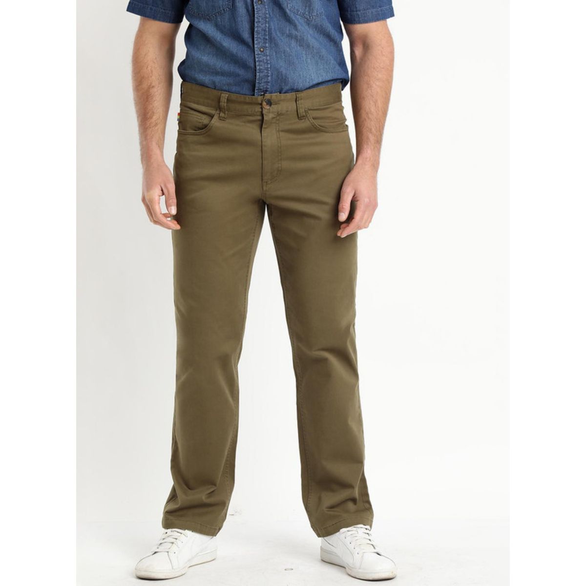 TRUVAL - Pantalón Spandex 5 Bolsillos Regular Fit Oliva Oscuro TRUVAL