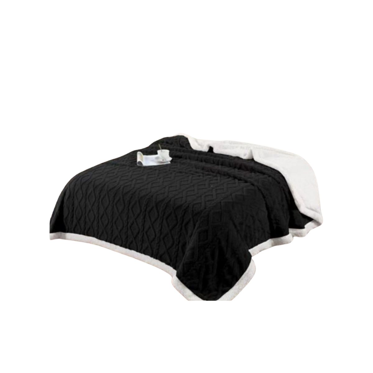 GENERICO - Frazada Manta Polar Sherpa 1.5 Plaza y Media Relieve Trenza 200x150cm