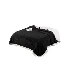 GENERICO - Frazada Manta Polar Sherpa 1.5 Plaza y Media Relieve Trenza 200x150cm