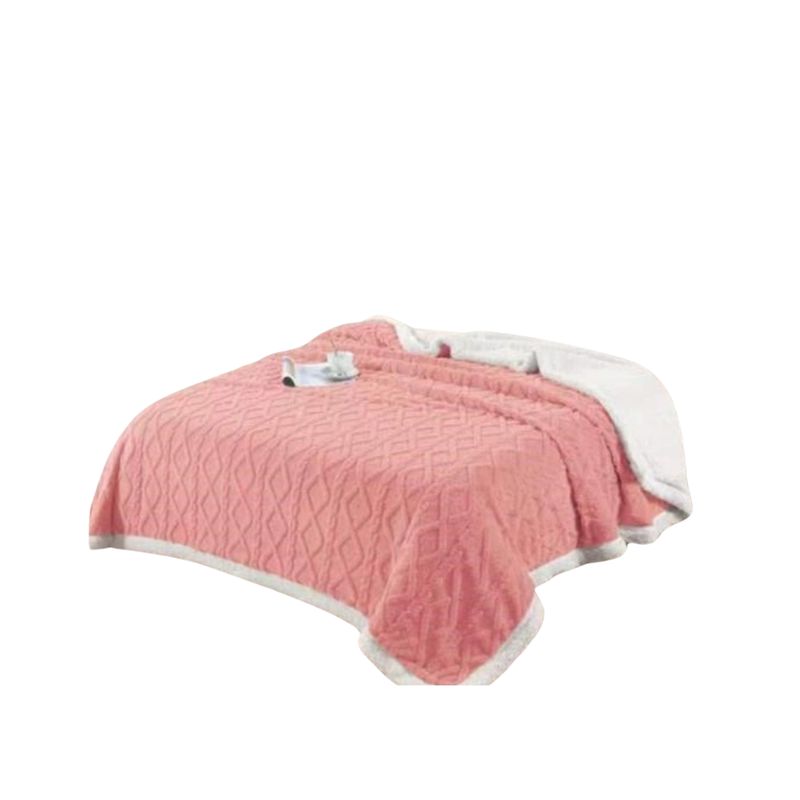GENERICO - Frazada Manta Polar Sherpa 1.5 Plaza y Media Relieve Trenza 200x150cm