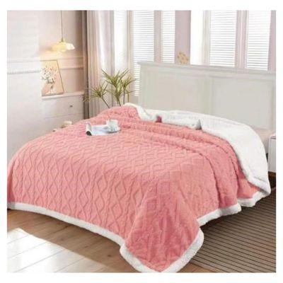 Imagen 2 del producto Frazada Manta Polar Sherpa 1.5 Plaza y Media Relieve Trenza 200x150cm