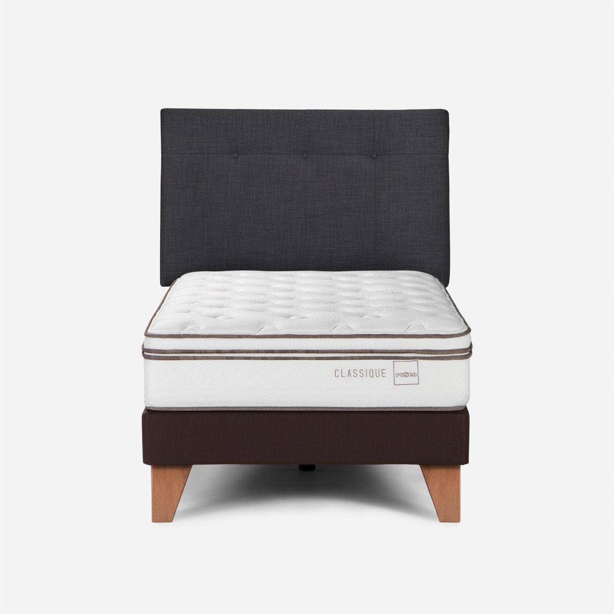 ROSEN - Cama Eur. Classique+ 1,5 Plazas +Respaldo New Bennet Grafito