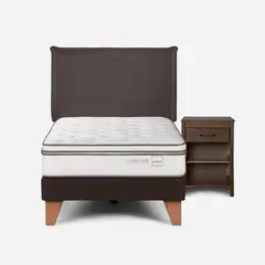 ROSEN - Cama Classique+ 1,5 Plazas + Muebles Maurice Chocolate