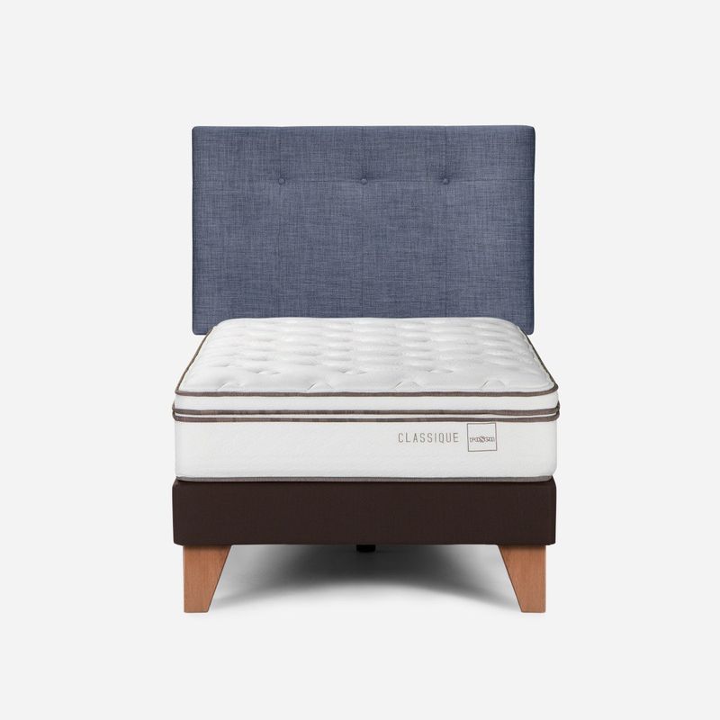 ROSEN - Cama Europea Classique+ 1,5 Plazas+Respaldo New Bennet Denim