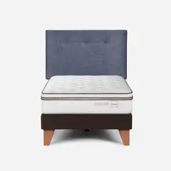 ROSEN - Cama Europea Classique+ 1,5 Plazas+Respaldo New Bennet Denim