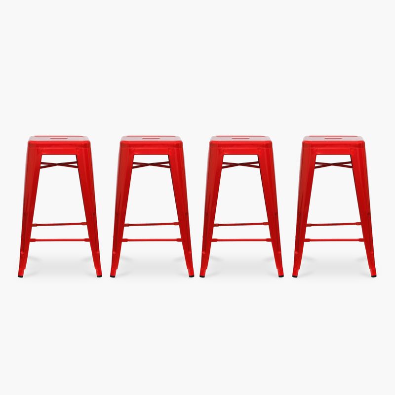 FORM DESIGN - Pack 4 Taburetes Tolix 67 Asiento Metal Rojo Form