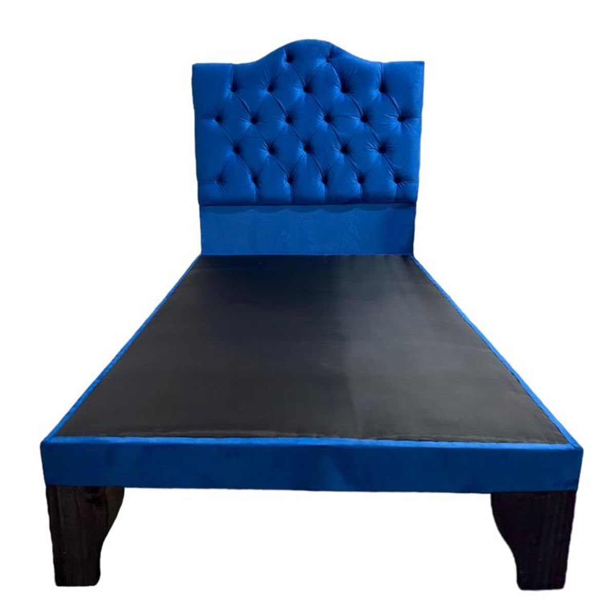 FLOBAL - Cama 1,5 Plazas Ovalado, Incluye Base y Respaldo Azul Electrico Flobal