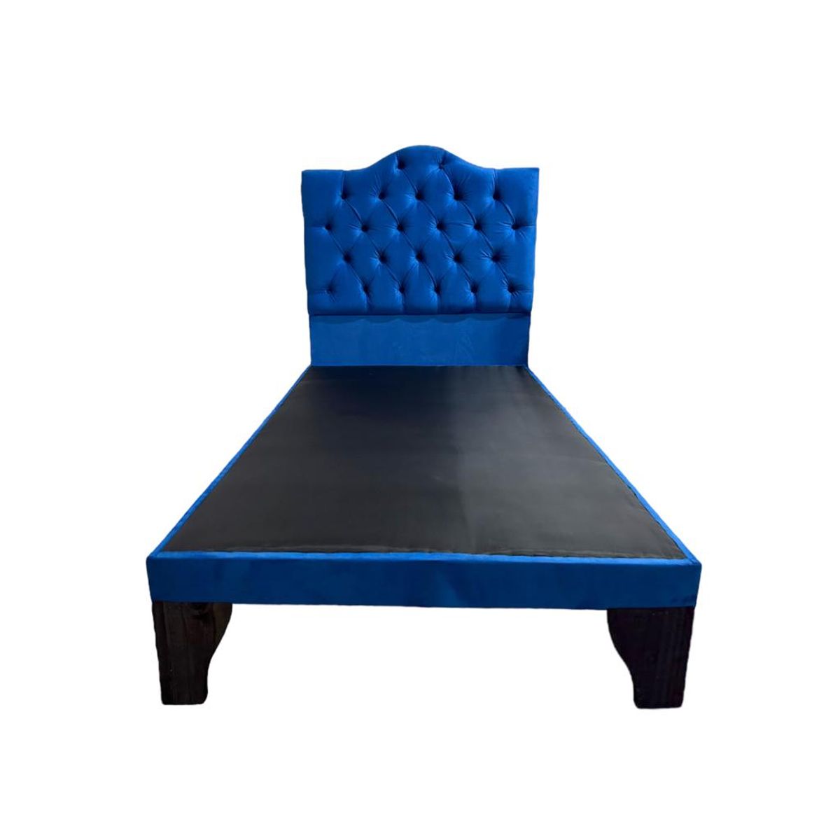 FLOBAL - Cama 1,5 Plazas Ovalado, Incluye Base y Respaldo Azul Electrico Flobal