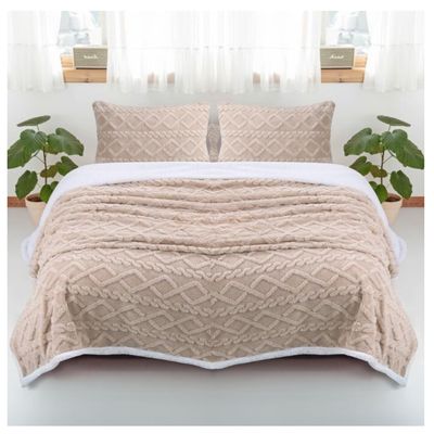 Imagen 2 del producto Frazada Polar Sherpa 2 Plazas Tejido Relieve Trenza 230x200cm