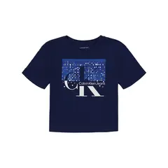 CALVIN KLEIN - Polera Sparkle Monogram Azul