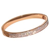Pulsera brazalete clásico para mujer color oro rosado y cristales