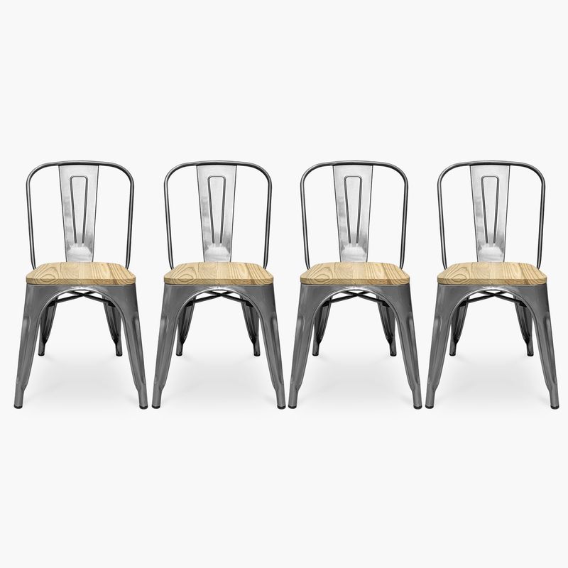 FORM DESIGN - Pack 4 Sillas Tolix Asiento Madera Metal Form