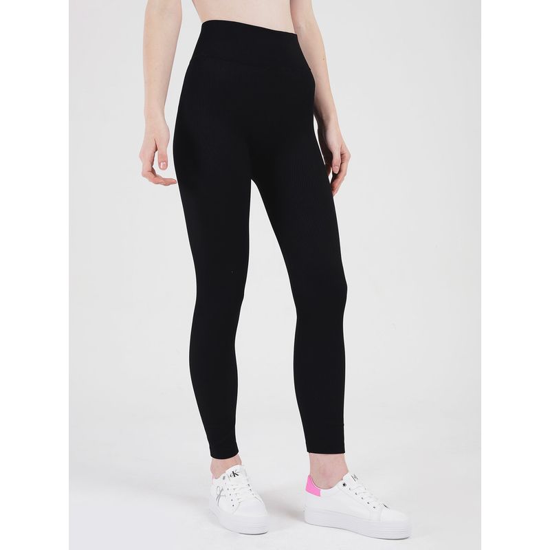 CALVIN KLEIN - Leggings Thick Rib High Negro Calvin Klein