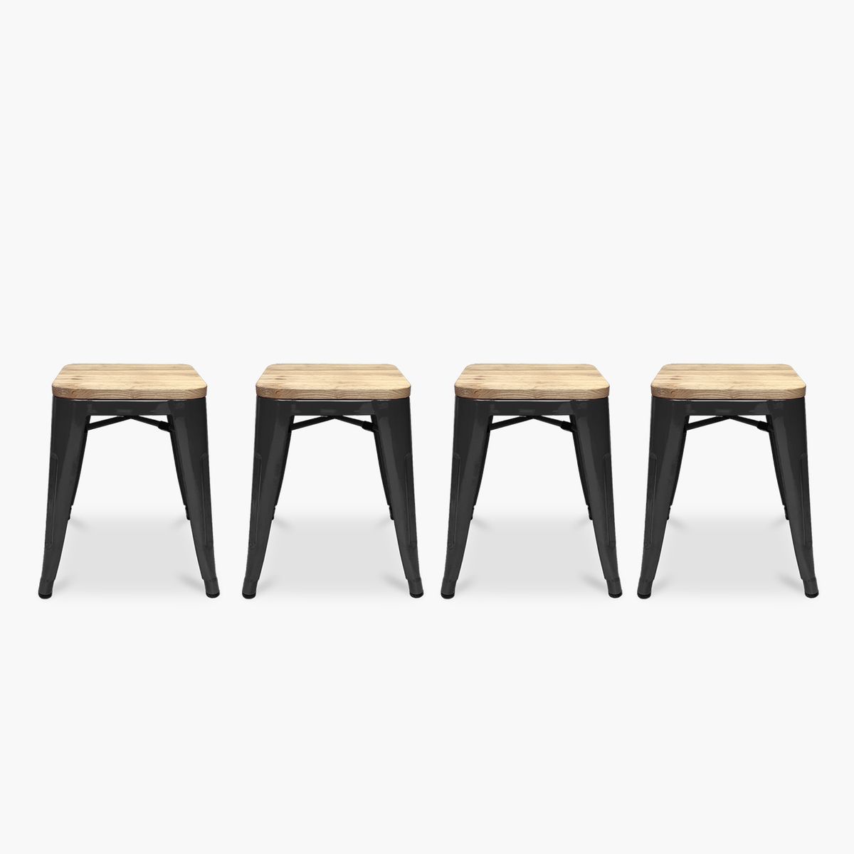 FORM DESIGN - Pack 4 Pisos Tolix Asiento Madera Negro Form