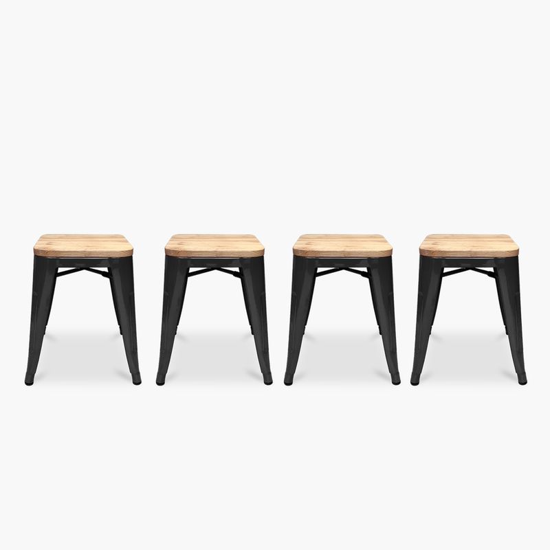 FORM DESIGN - Pack 4 Pisos Tolix Asiento Madera Negro Form