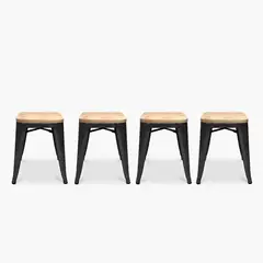 FORM DESIGN - Pack 4 Pisos Tolix Asiento Madera Negro Form