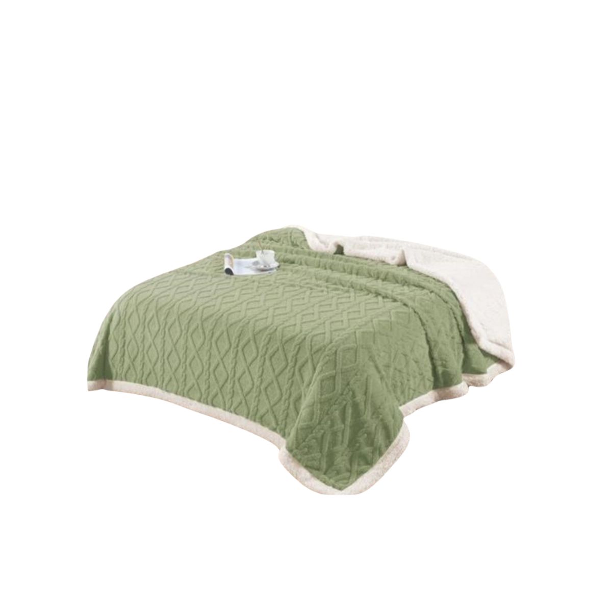 GENERICO - Frazada Polar Sherpa 2 Plazas Tejido Relieve Trenza 230x200cm