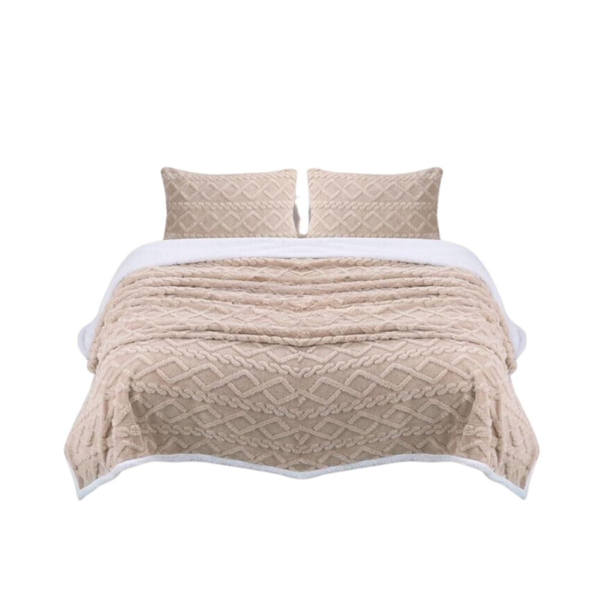 GENERICO - Frazada Manta Polar Sherpa King Relieve Trenza 230x200cm