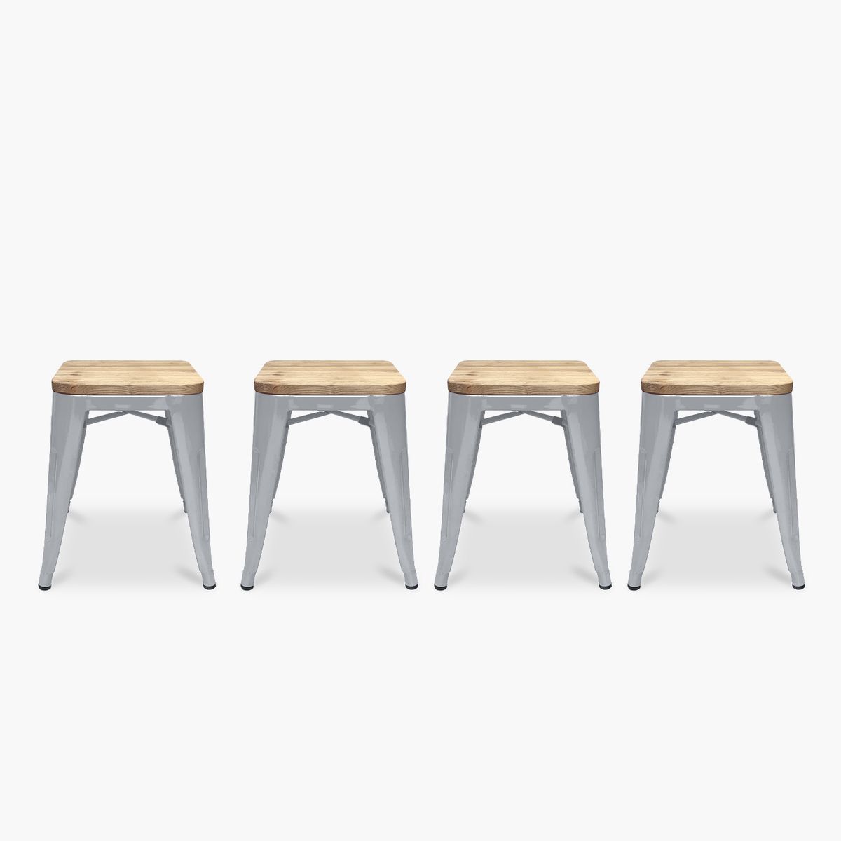 FORM DESIGN - Pack 4 Pisos Tolix Asiento Madera Metal Form