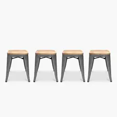 FORM DESIGN - Pack 4 Pisos Tolix Asiento Madera Metal Form