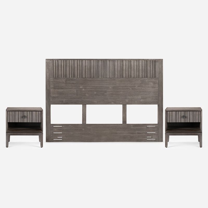 ROSEN - Set Respaldo 2 Plazas + Veladores Rosen Cleveland Grafito.