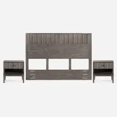ROSEN - Set Respaldo 2 Plazas + Veladores Cleveland Grafito