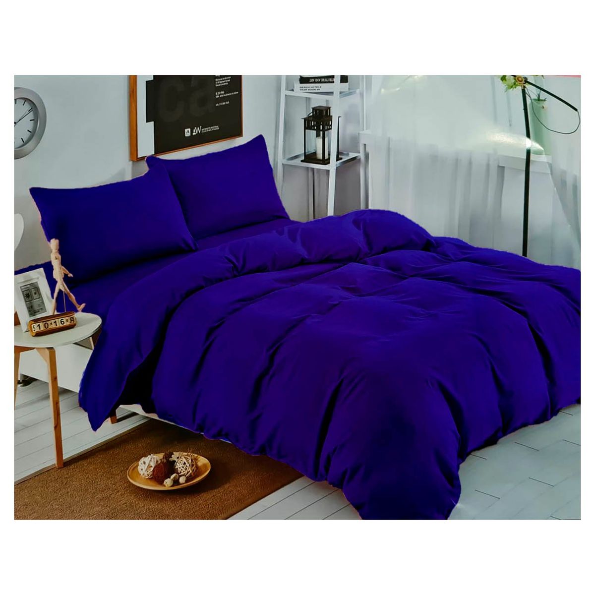 GENERICO - Juego De Sabanas Lisas Azul 2.0 Plazas (Queen) 144 Hilos