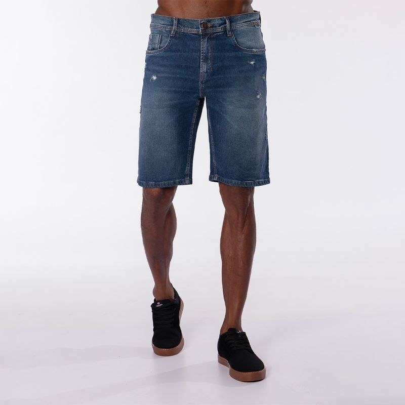 GANGSTER - Short Denim Vintage Azul Gangster