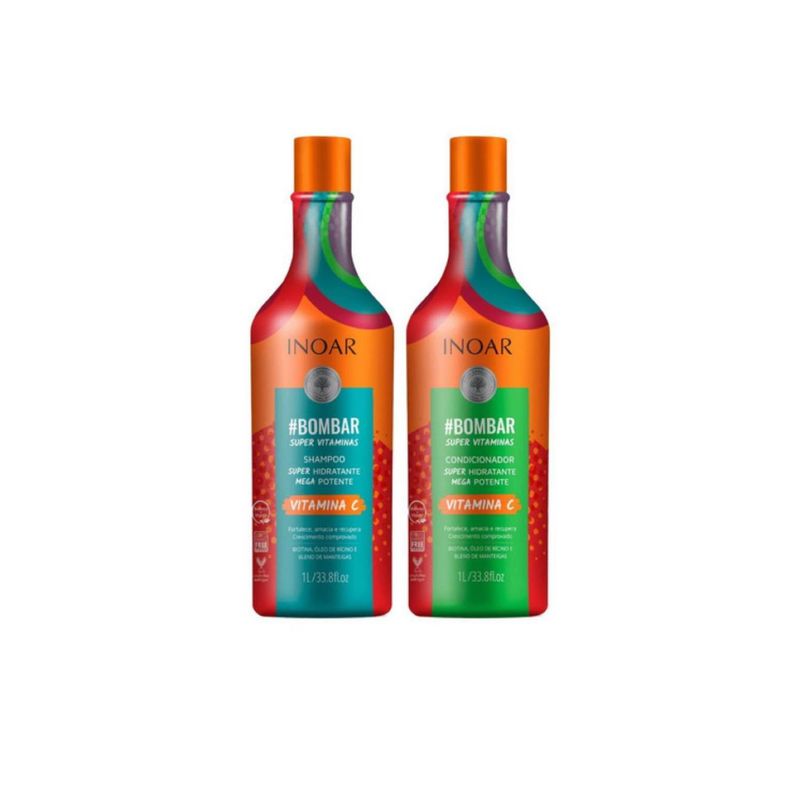 INOAR - Kit Duo Shampoo Y Acondicionador Bombar Inoar 1 Litro.